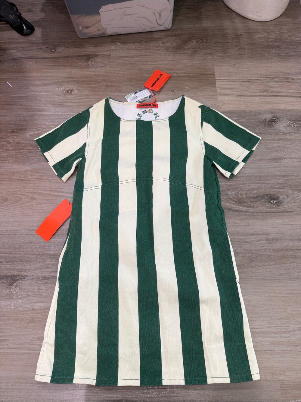 Simon Miller Green and Cream Striped Mini Dress